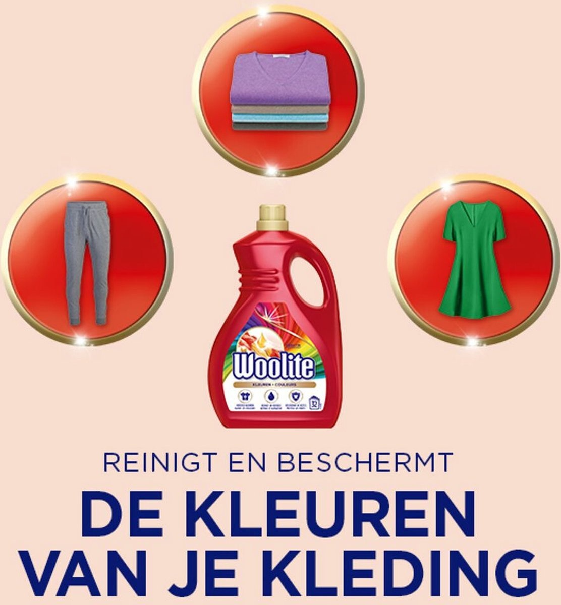 Woolite Vloeibaar Wasmiddel Kleur 1.9L & Woolite Vloeibaar Wasmiddel Witte was 1.9L - X4