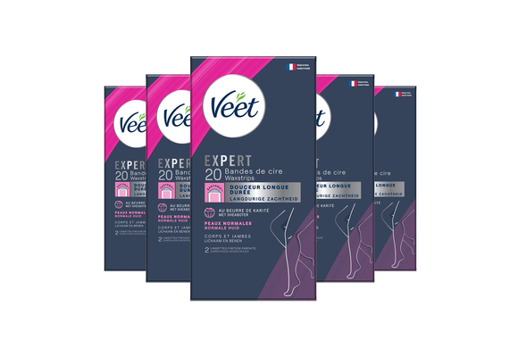 Veet - Expert - Koude Wasstrips - Benen (Normal) 20st  - 5 stuks - Voordeelverpakking
