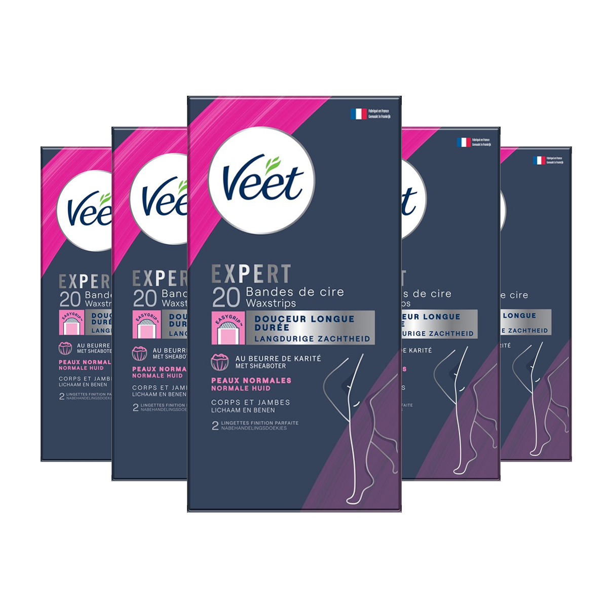 Veet - Expert - Koude Wasstrips - Benen (Normal) 20st  - 5 stuks - Voordeelverpakking