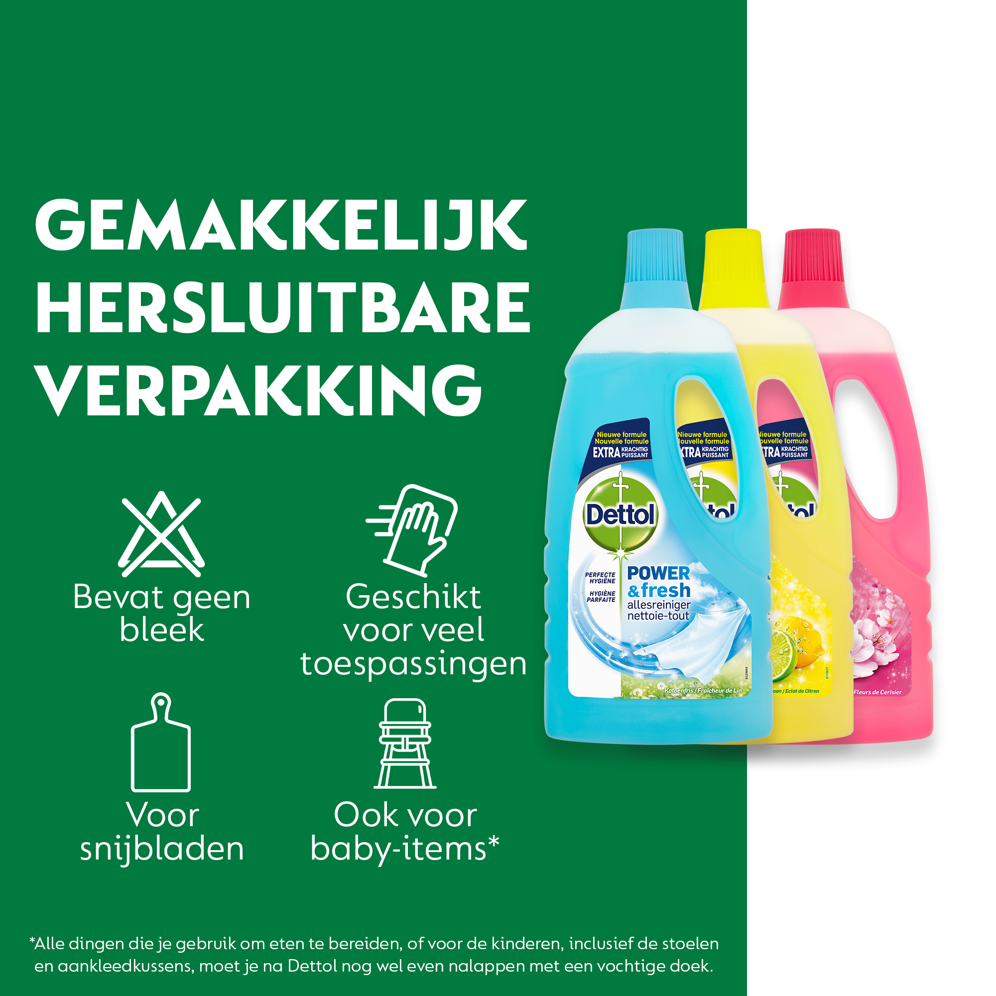 Dettol - 3L Allesreiniger Power & Fresh - Katoenfris 1x1L - Citrus 1x1L - Kersenbloesem 1x1L - Voordeelverpakking
