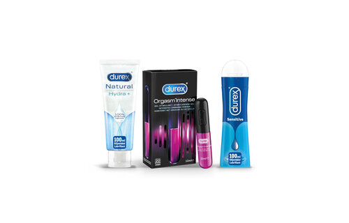 Durex - 210ml Glijmiddel - Natura 1x100ml - Intense Orgasm 1x10ml - Play Massage 2/1 Senisitive 1x100ml - Voordeelverpakking