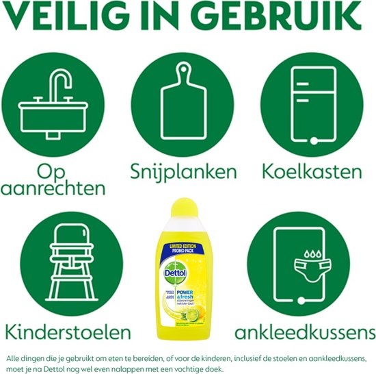 Dettol - 500ml Allesreiniger Power & Fresh - Citrus & 240 Schoonmaakdoekjes Power & Fresh - Citrus