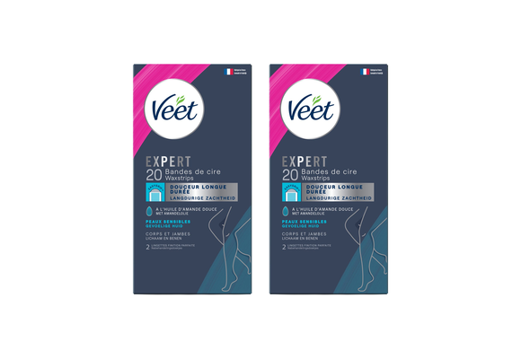 Veet - Expert - Koude Wasstrips - Benen (Sensitive) 20st  - 2 stuks - Voordeelverpakking
