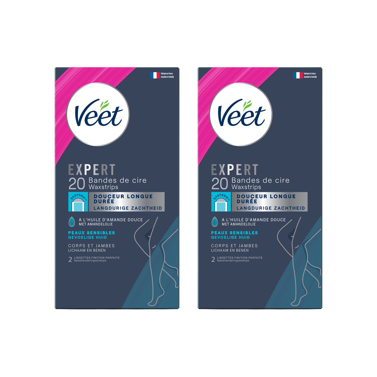 Veet - Expert - Koude Wasstrips - Benen (Sensitive) 20st  - 2 stuks - Voordeelverpakking