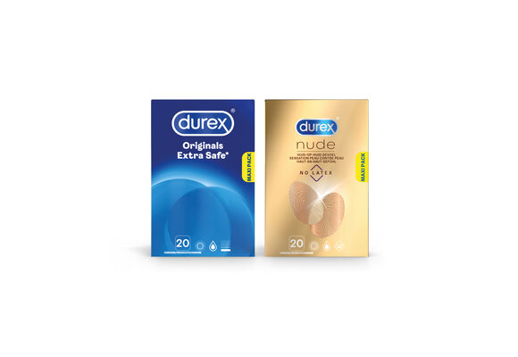 Durex - 40 stuks Condooms - Extra Safe 1x20 stuks - Nude No Latex 1x20 stuks - Voordeelverpakking