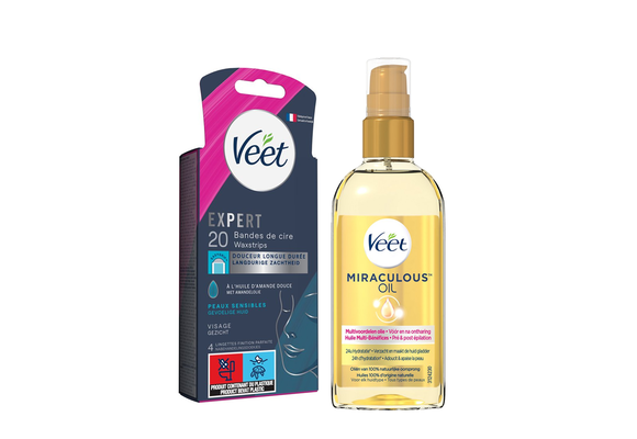 Veet - Gevoelige huid - Miraculous oil -  Ontharingsstrips Gezicht 20st