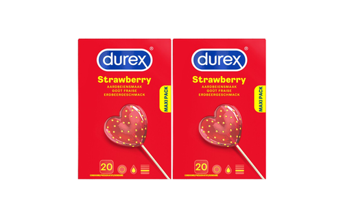 Durex - Condooms - Strawberry - 20st x 2 - Voordeelverpakking