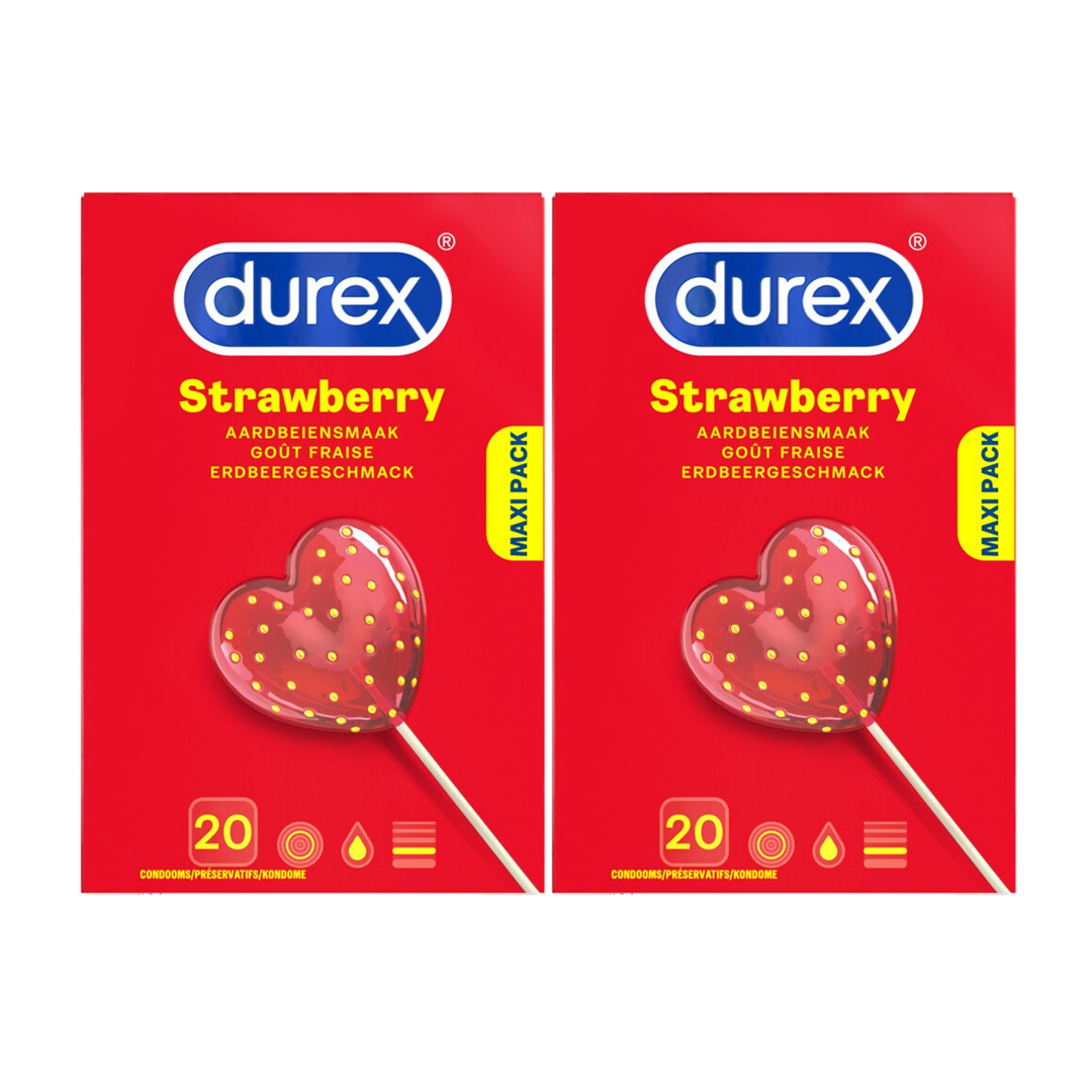 Durex - Condooms - Strawberry - 20st x 2 - Voordeelverpakking
