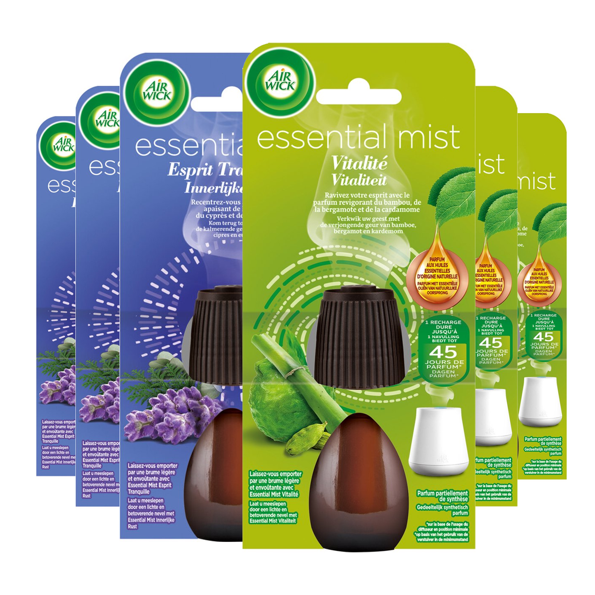 Air Wick Essential Mist Refill Sleep & Air Wick Essential Mist Refill Happiness - 20ml x 6