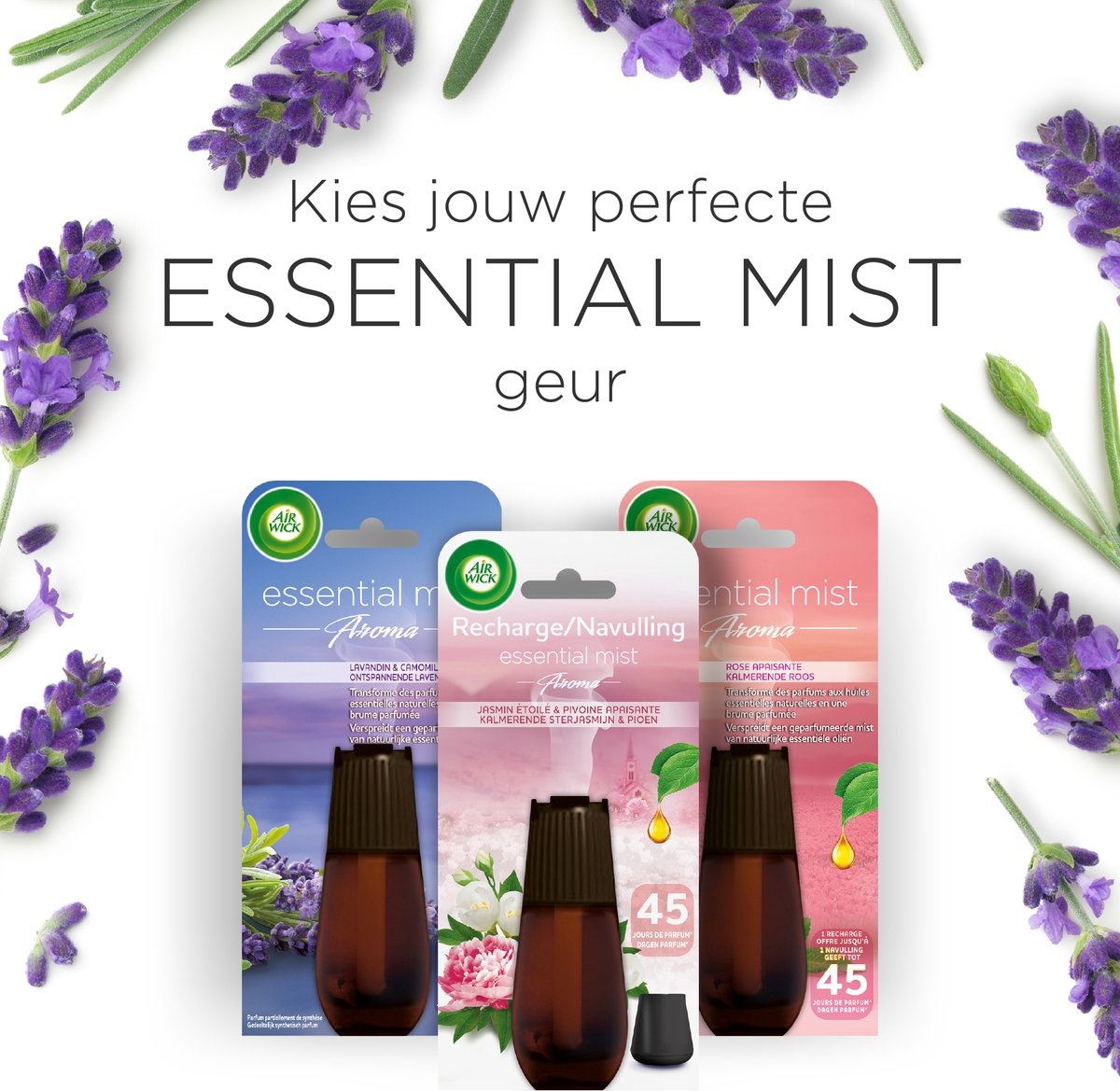Air Wick Essential Mist Refill Sleep & Air Wick Essential Mist Refill Happiness - 20ml x 6