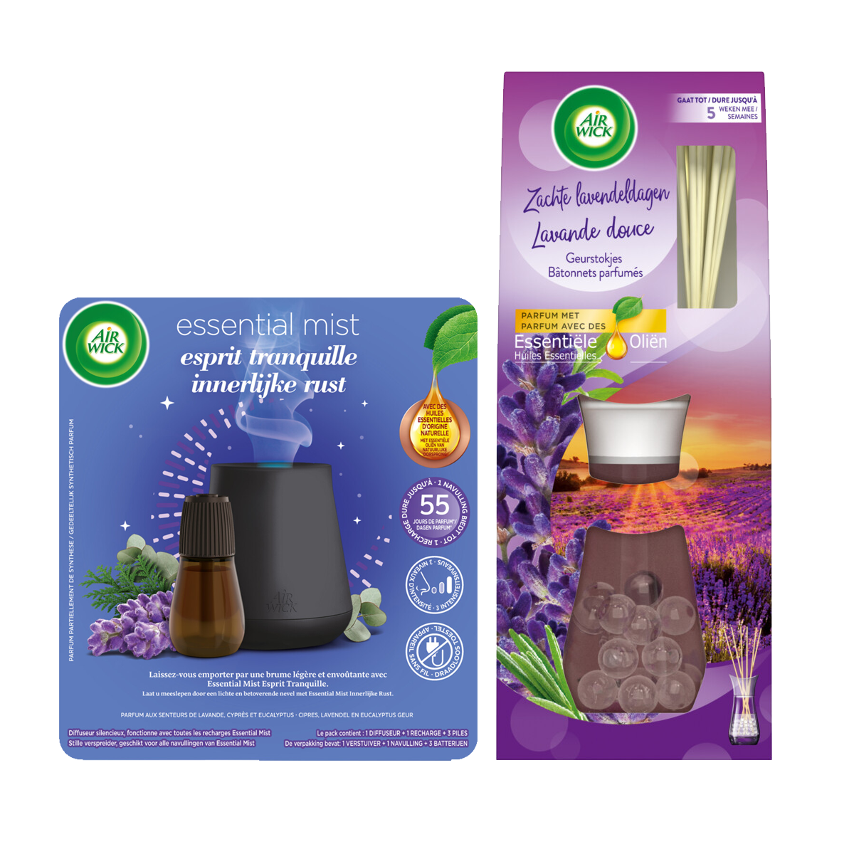 Air Wick geurstokjes essential lavendel & essential mist kit sleep (lavendel)