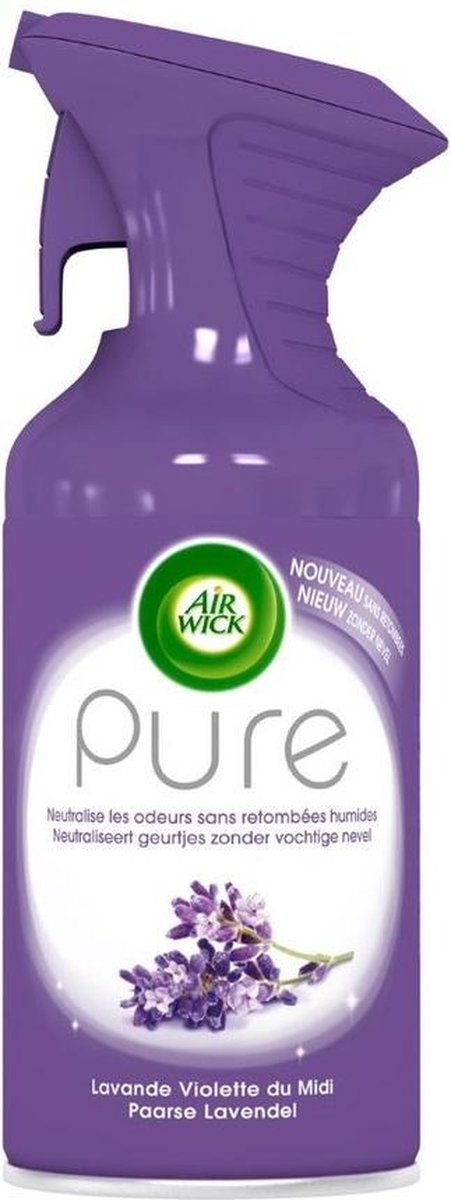 Air Wick - Air Wick Luchtverfrisser Spray - Pure Lentedauw & Pure Paarse Lavendel 250ml x 4 - Voordeelverpakking