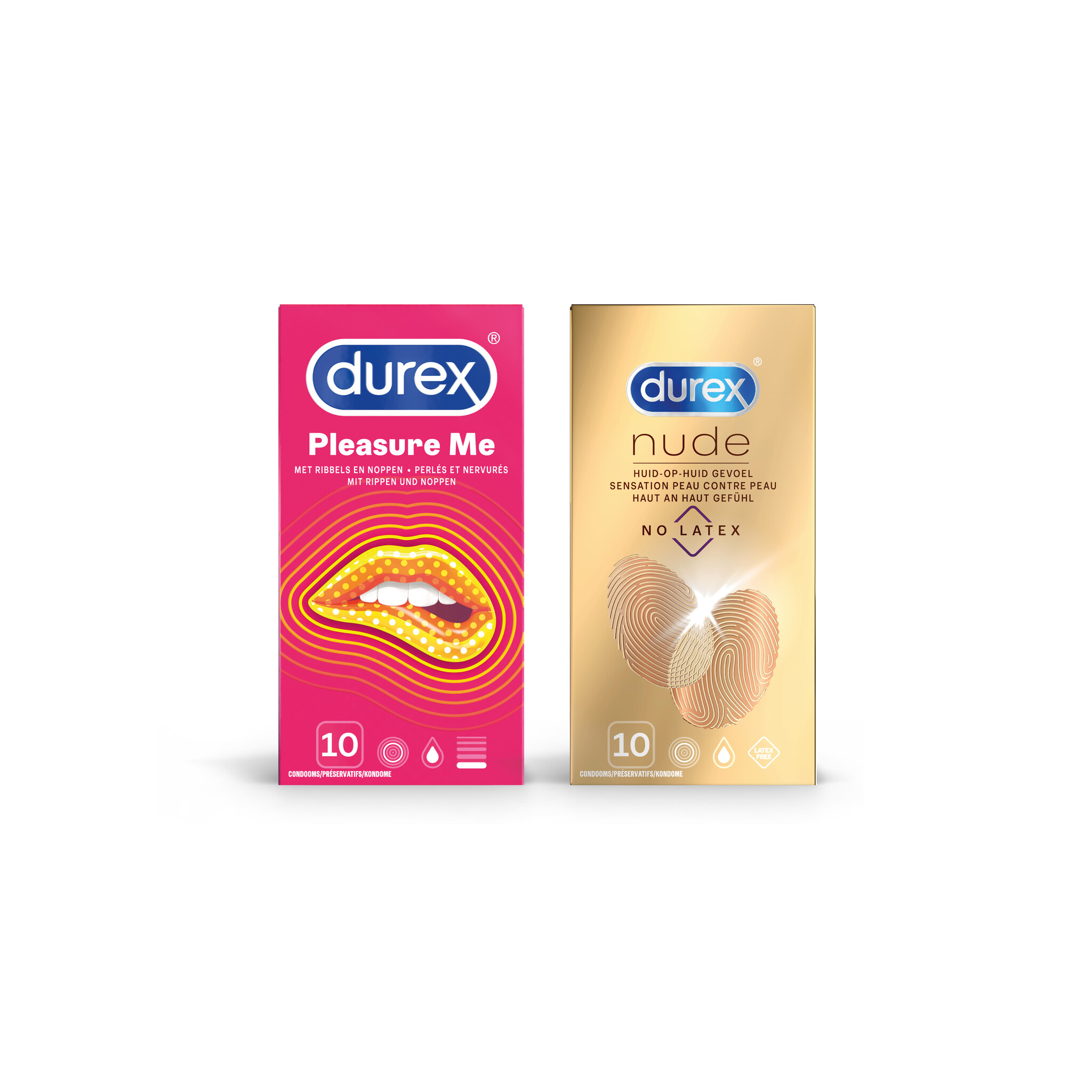 Durex - 20 stuks Condooms - Pleasure Me 1x10 stuks - Nude No Latex 1x10 stuks - Voordeelverpakking