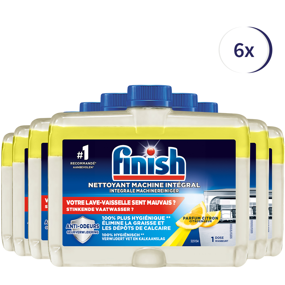 Finish - Finish Hygiene Machinereiniger Lemon - 250ml - 6 x 250ml - Voordeelverpakking