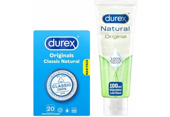 Durex Condooms Classic Natural 20st + Durex Glijmiddel Natural - 100% natuurlijk - 100 ml