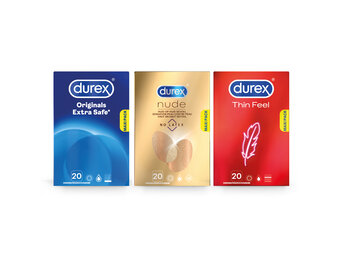 Durex - 60 stuks Condooms - Extra Safe 1x20 stuks - Nude No Latex 1x20 stuks - Thin Feel 1x20 stuks - Voordeelverpakking