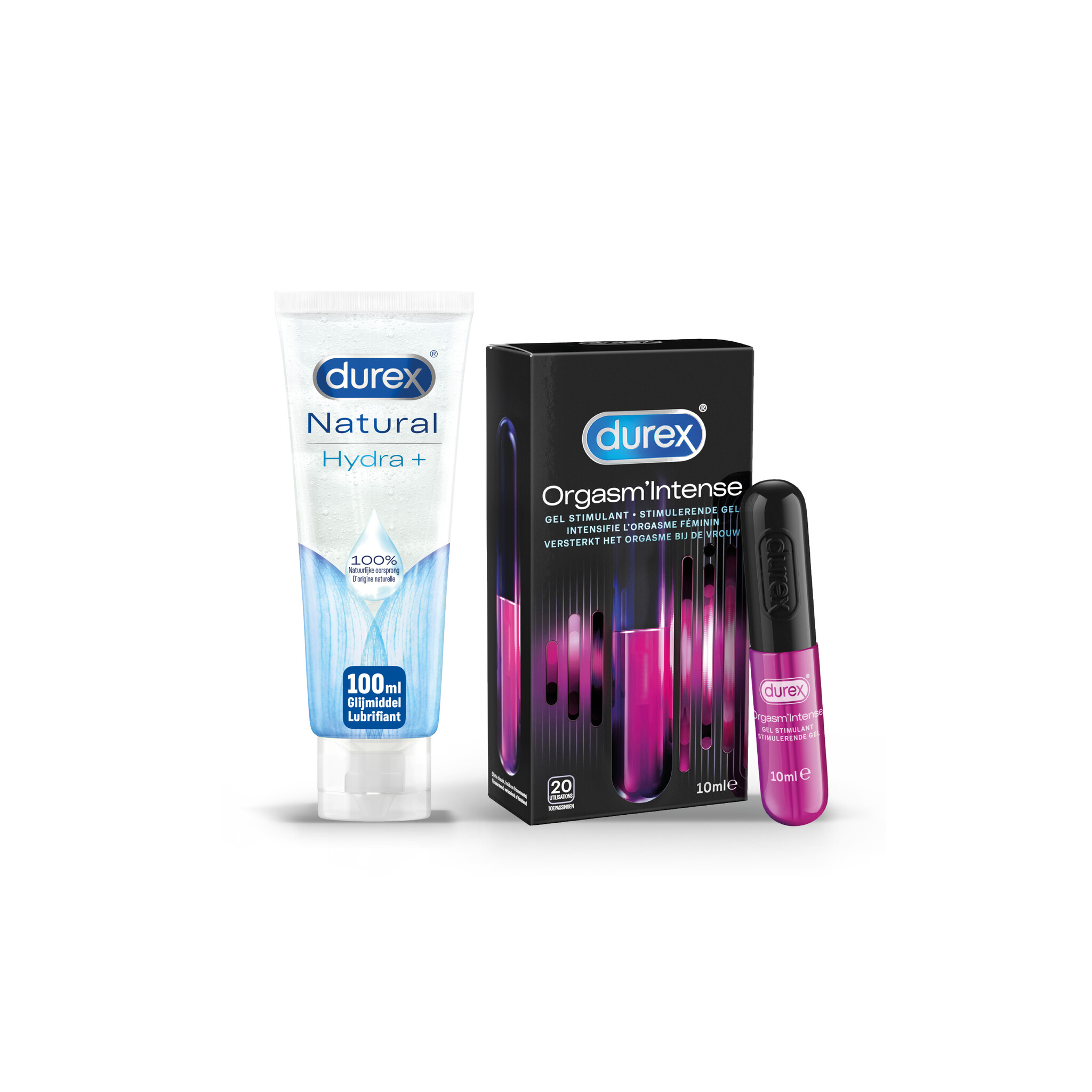 Durex - 110ml Glijmiddel - Natural Hydrant 1x100ml - Intense Orgasm 1x10ml - Voordeelverpakking