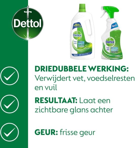 Dettol - Handzeep - Aloe Vera 2x250ml & 1,5L Allesreiniger Power & Fresh - Original & 500ml Allesreiniger Spray Power & Fresh - Original
