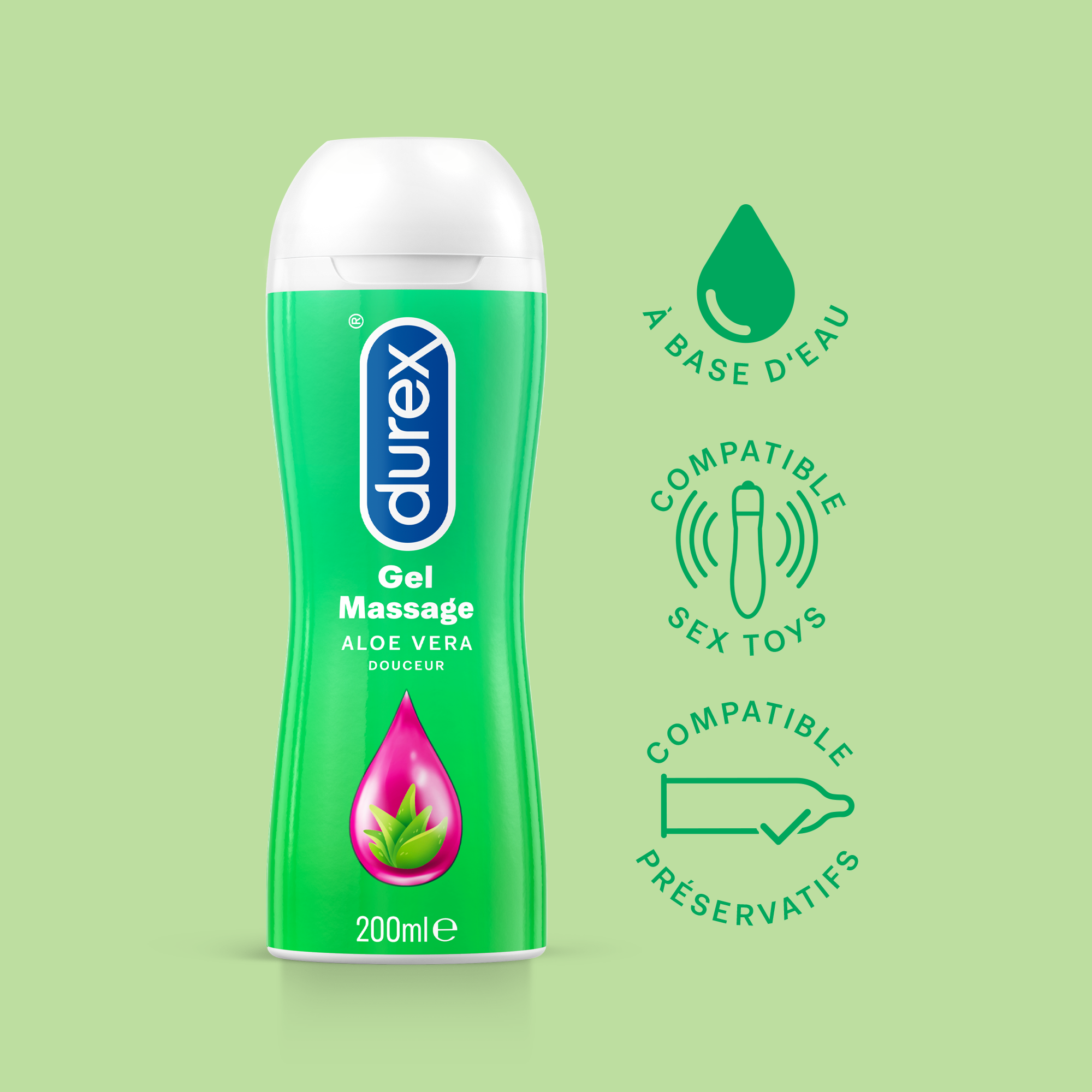 Durex - 3 Glijmiddelen Waterbasis - Play Massage 2/1 Aloe 200ML - Natural Hydratant Gel 100ML - Natural Extra Sensitive Gel 100ML