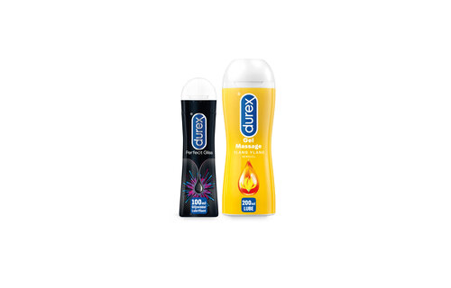 Durex - 200ml Glijmiddel - Perfect Gliss 1x100ml - Play Massage 2/1 Sensitive 1x100ml - Voordeelverpakking