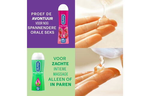 Durex Valentijn Cadeautje voor hem en haar - 3 Glijmiddelen - Crazy Cherry Glijmiddel 100ml - Massage Aloe Vera 2/1 200ml - Orgasm Intense Stimulerende Gel 10ml