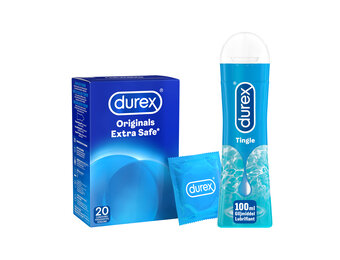 Durex - 20 stuks Condooms - Extra Safe - 100 ml Glijmiddel - Play Tingle - Voordeelverpakking