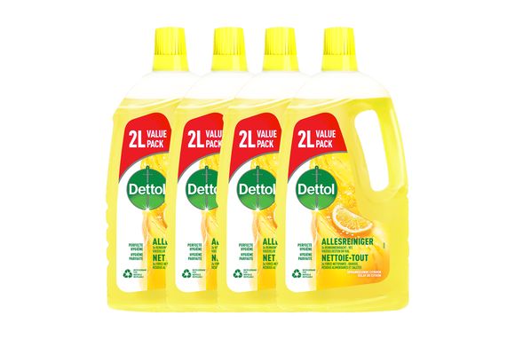 Dettol Allesreiniger - Sprankelende Citroen 2L - 4 Stuks - Voordeelverpakking