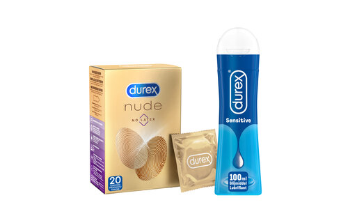 Durex - 20 stuks Condooms - Nude No Latex - 100ml Glijmiddel - Play Sensitive - Voordeelverpakking