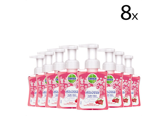 Dettol Handzeep Zachte Mousse - Roos & Kersenbloesem - 250ml x8