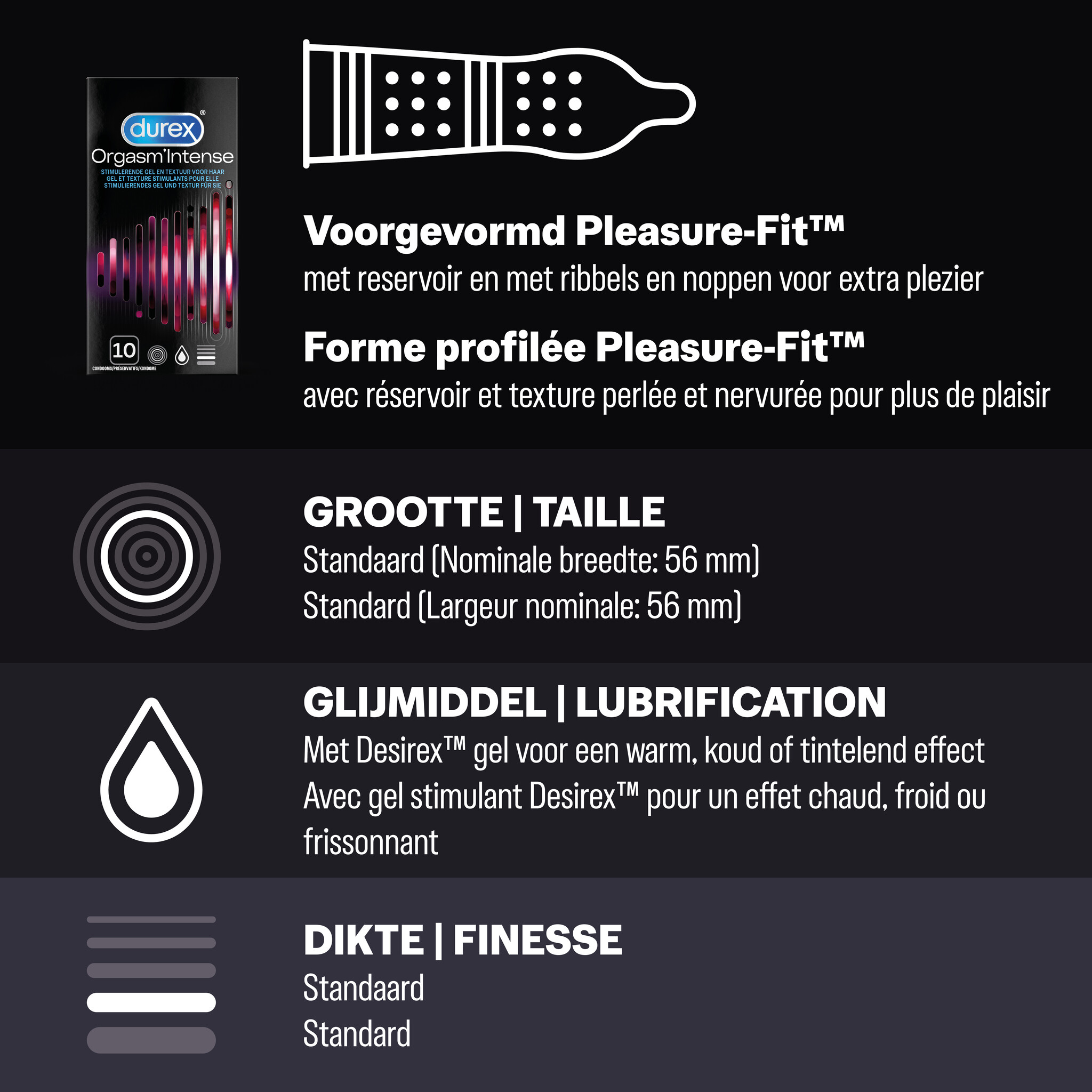 Durex - 20 stuks Condooms - Orgasm Intense 1x10 stuks - Perfect Gliss 1x10 stuks - Voordeelverpakking