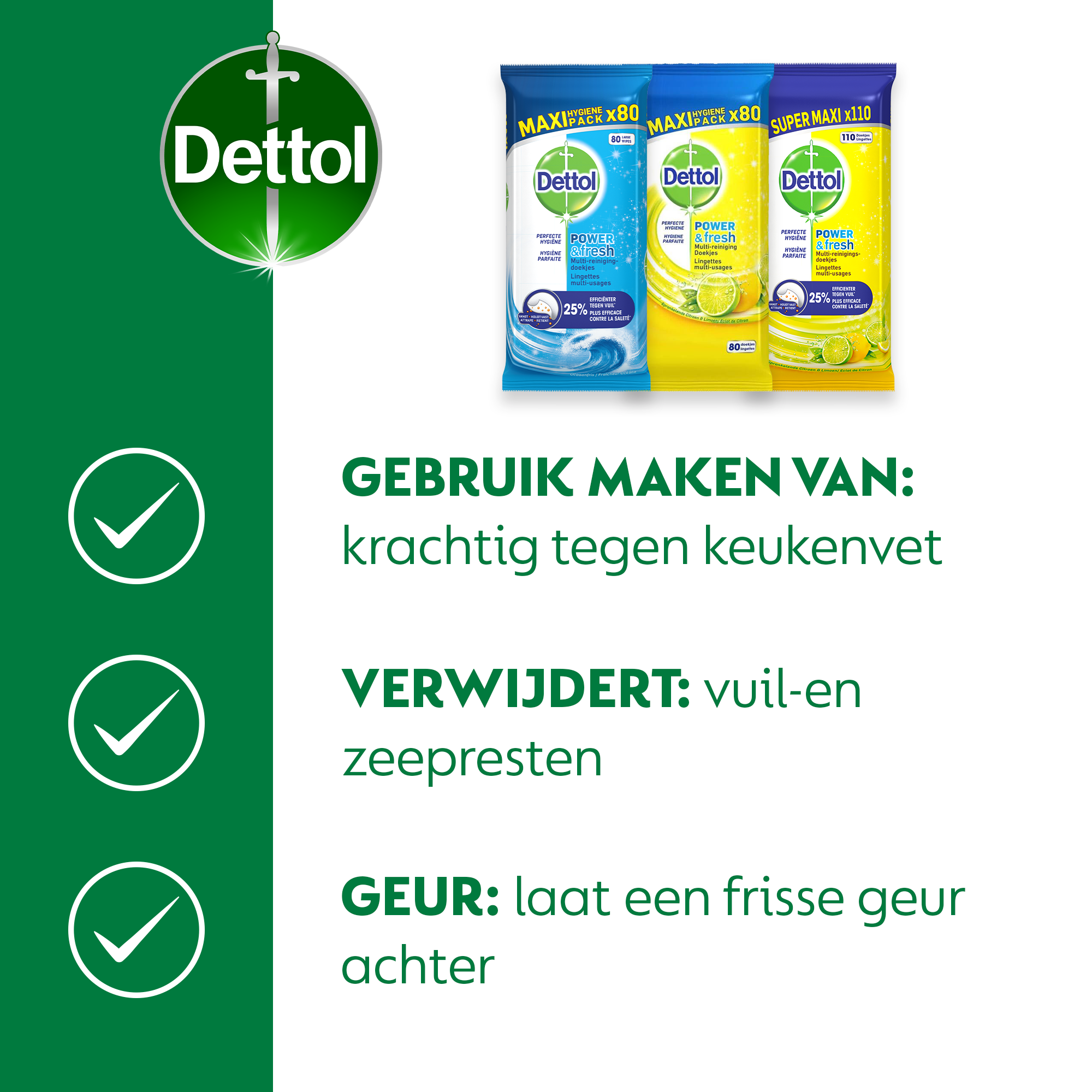 Dettol - 810 Schoonmaakdoekjes - Oceaan 3x80 stuks - Citrus 3x80 stuks - Citrus 3x110 stuks -Perfecte Hygiëne Reinigingsdoekjes - XXL Voordeelverpakking