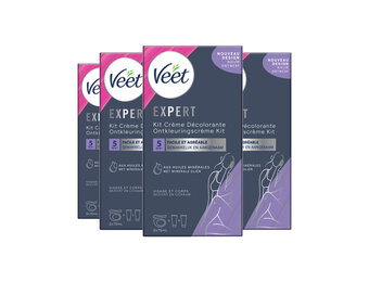 Veet Set Voor Haarontkleuring - Gezicht en Lichaam - Normale Huid - 2x75ml - 4 stuks - voordeelverpakking