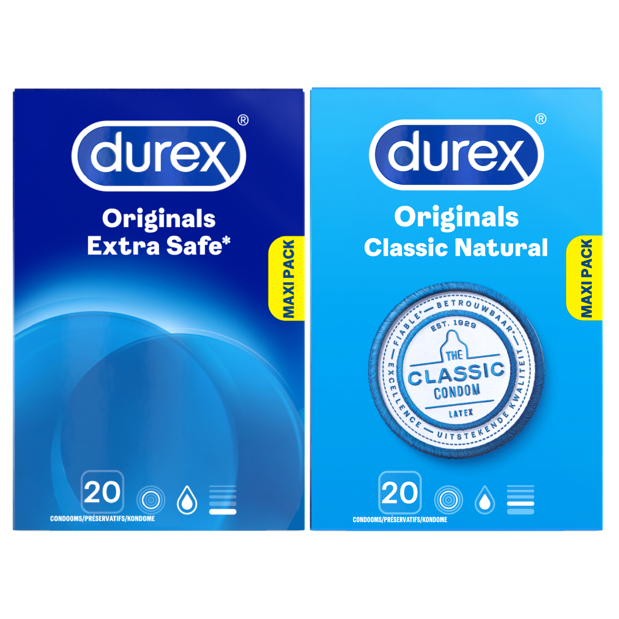 Durex - 40 Condooms - Classic Natural 20st - Extra Safe 20st