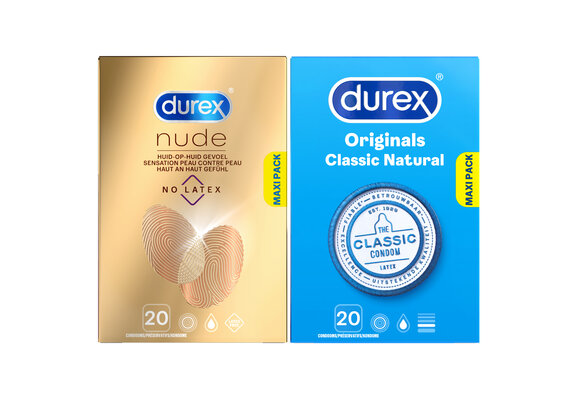 Durex - 40 Condooms - Classic Natural 20st - Nude Latexvrij 20st