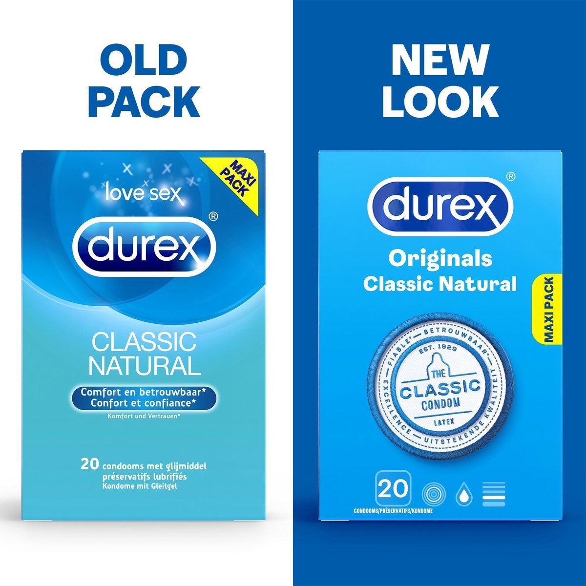 Durex - 40 Condooms - Classic Natural 20st - Nude Latexvrij 20st