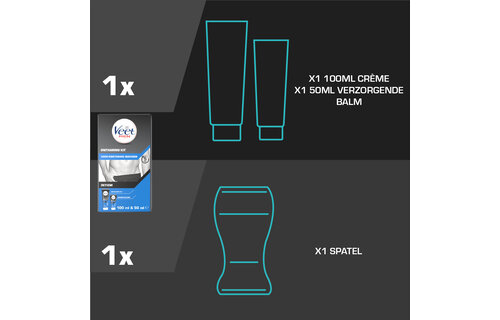 Veet Men x Durex - Ontharingskit voor Intieme Delen - 100ml Ontharingscrème + 50ml Aftercare balsem - 20 stuks Condooms - Thin Feel
