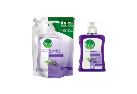 Dettol - 1x Dettol Refill Relaxing Lavender 500ML - 1 x Dettol Relaxing Lavender 250ML  - Voordeelpakket