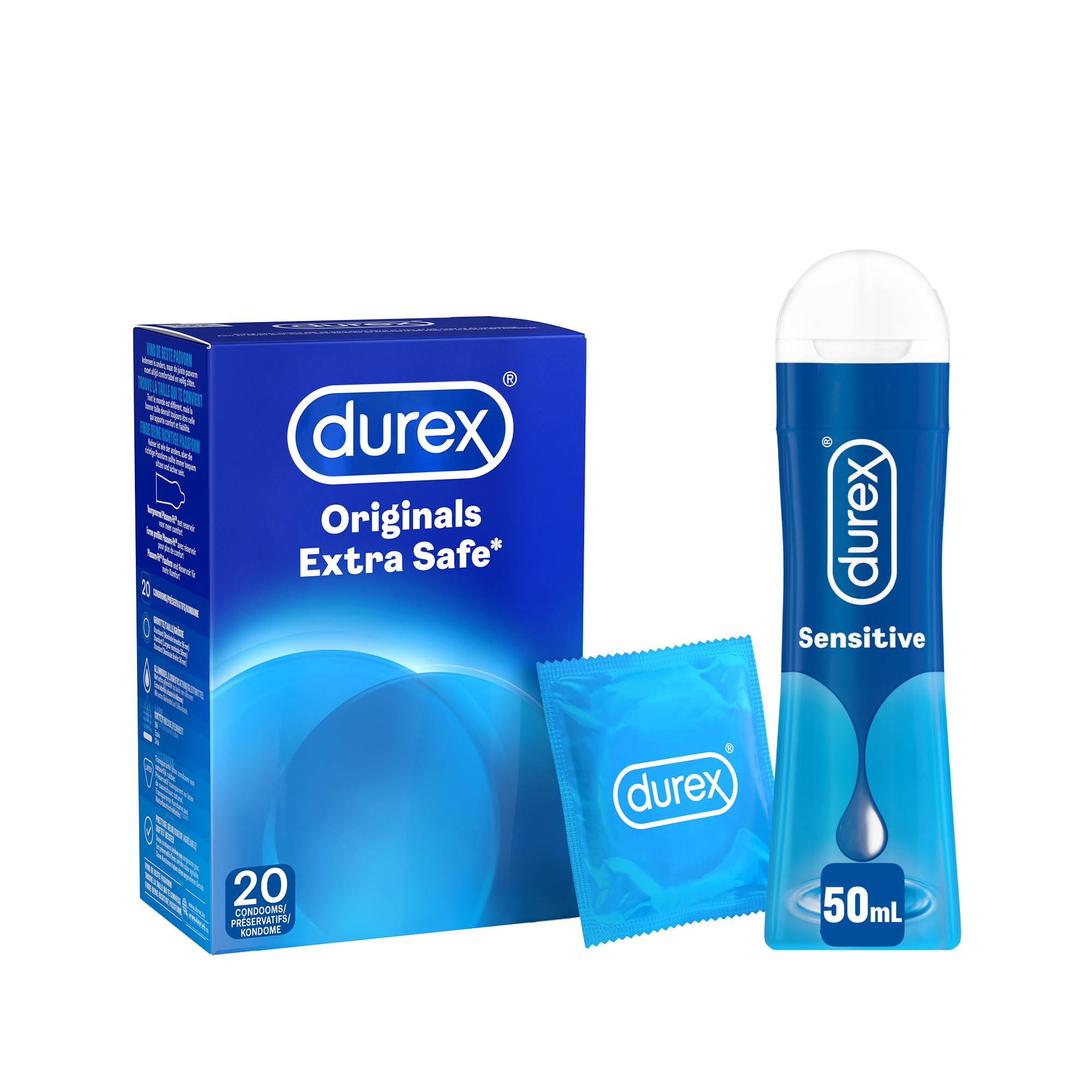 Durex - 20 stuks Condooms - Extra Safe - 50 ml Glijmiddel - Play Sensitive - Voordeelverpakking