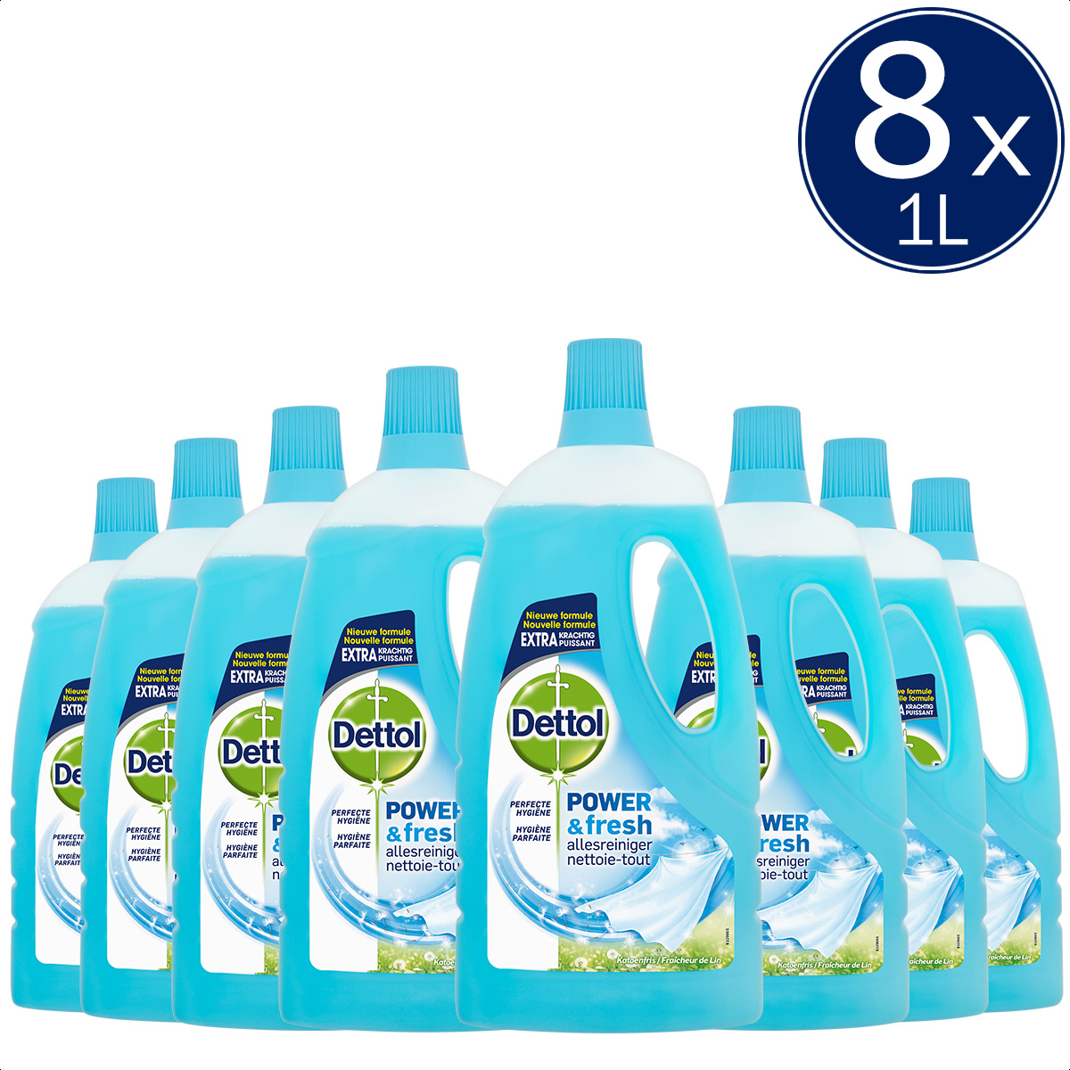 Dettol Allesreiniger Power & Fresh - Katoenfris - 1L x8