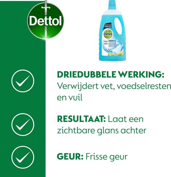Dettol Allesreiniger Power & Fresh - Katoenfris - 1L x8