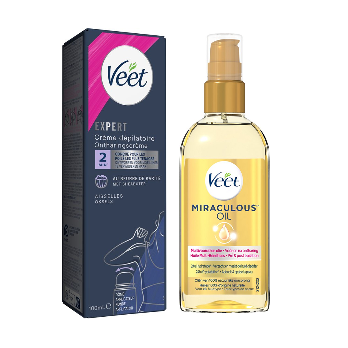 Veet - Alle huidtypes - Miraculous oil - Ontharingscreme Oksels 100ml