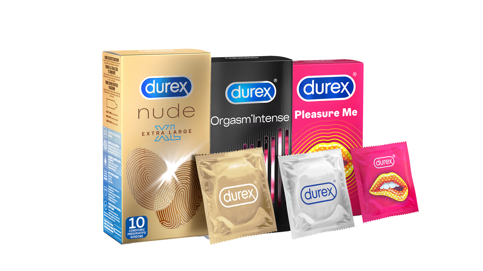 Durex - 30 stuks Condooms - Pleasure Me 1x10 stuks - Nude No Latex 1x10 stuks - Voordeelverpakking