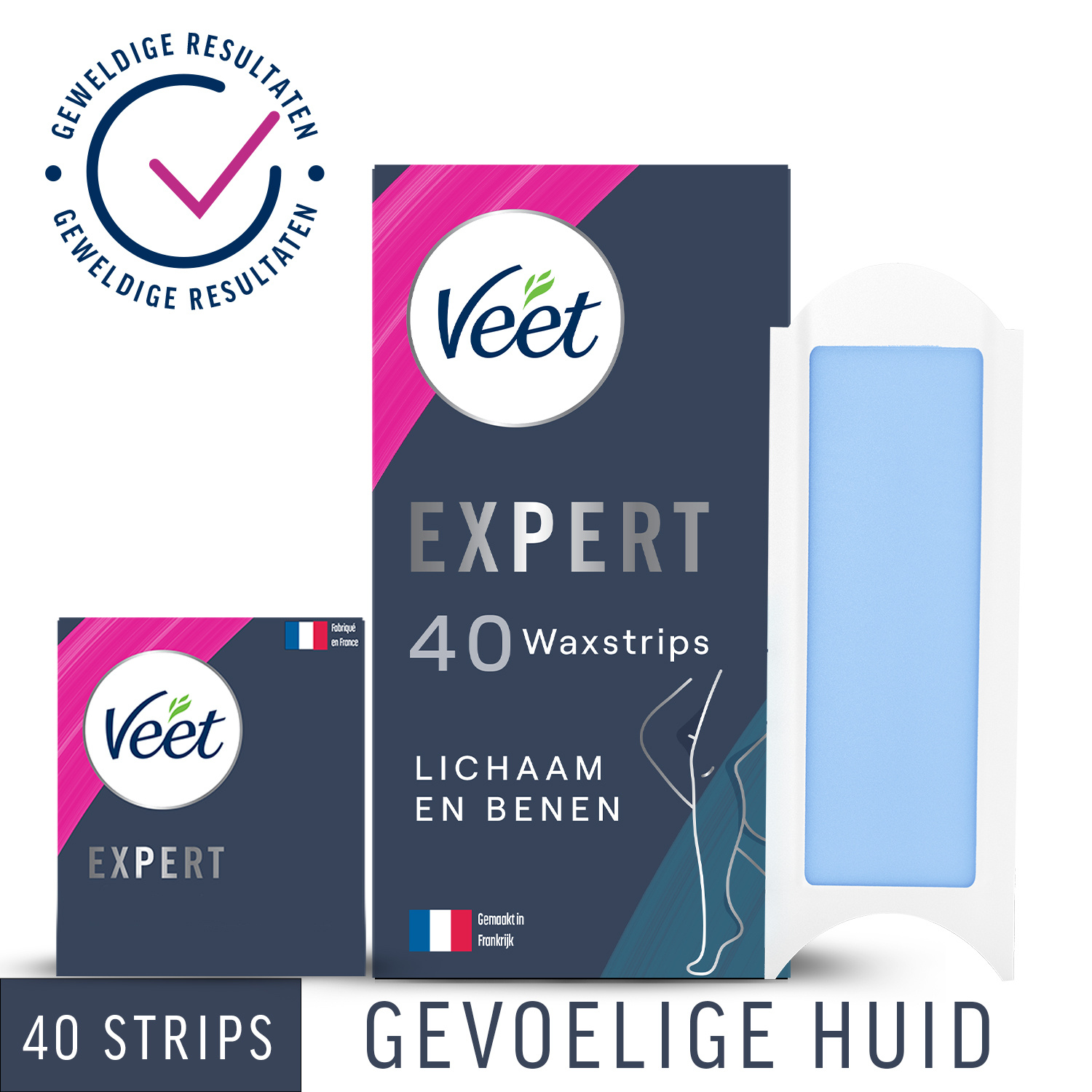 Veet - Expert - Koude Wasstrips - Benen (Sensitive) 40st - 5 stuks - Voordeelverpakking