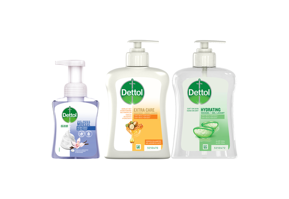 Dettol - 1x Dettol Hydrating Aloe Vera 250ML  - 1 x Dettol Mousse Vanilla & Orchid  250ML  - 1x Dettol Extra Care Honey & Sheabutter  250ML -  Voordeelpakket