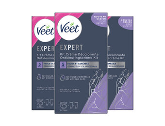 Veet Set Voor Haarontkleuring - Gezicht en Lichaam - Normale Huid - 2x75ml - 3 stuks - voordeelverpakking
