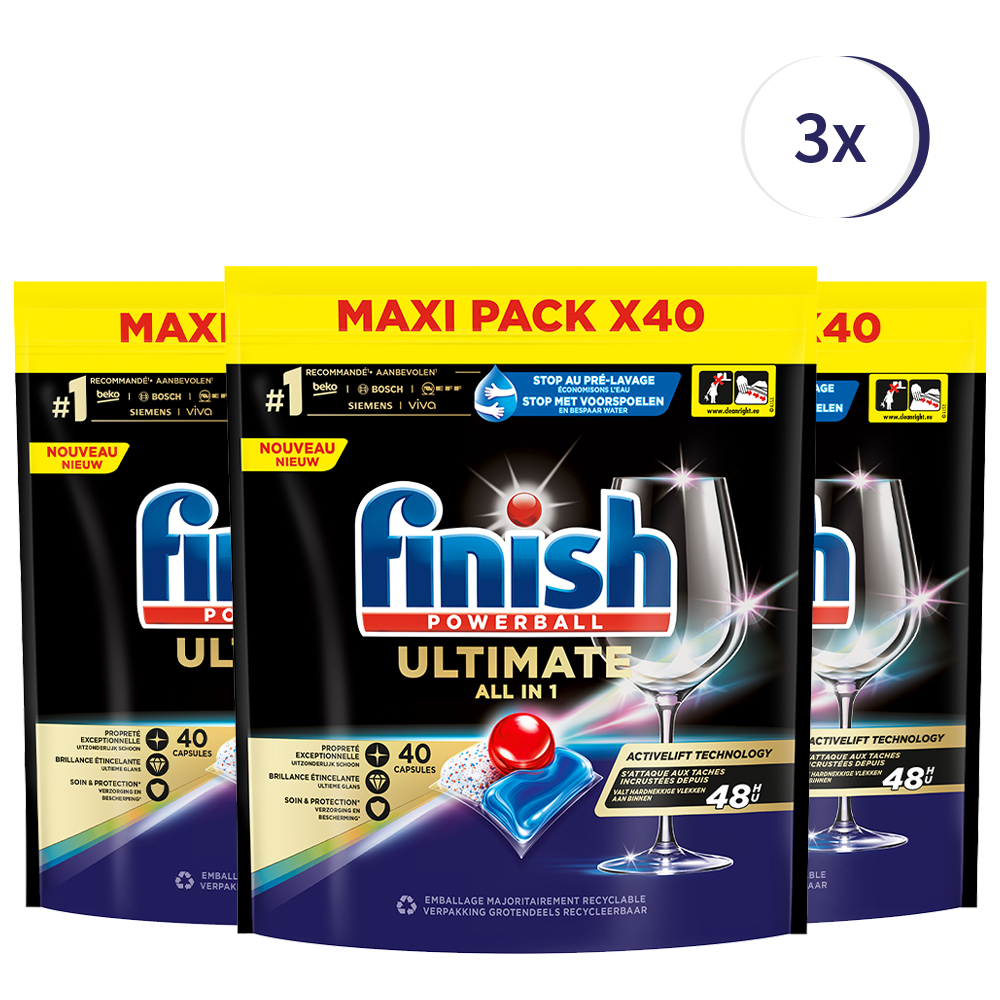 Finish Ultimate All in One Regular Vaatwastabletten - 120 Capsules - halfjaarbox