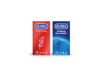 Durex - 24 stuks Condooms - Thin Feel 1x12 stuks - Extra Safe 1x12 stuks - Voordeelverpakking