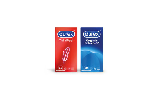 Durex - 24 stuks Condooms - Thin Feel 1x12 stuks - Extra Safe 1x12 stuks - Voordeelverpakking
