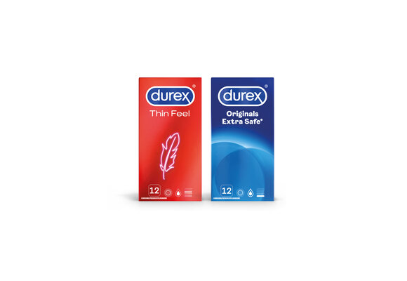Durex - 24 stuks Condooms - Thin Feel 1x12 stuks - Extra Safe 1x12 stuks - Voordeelverpakking