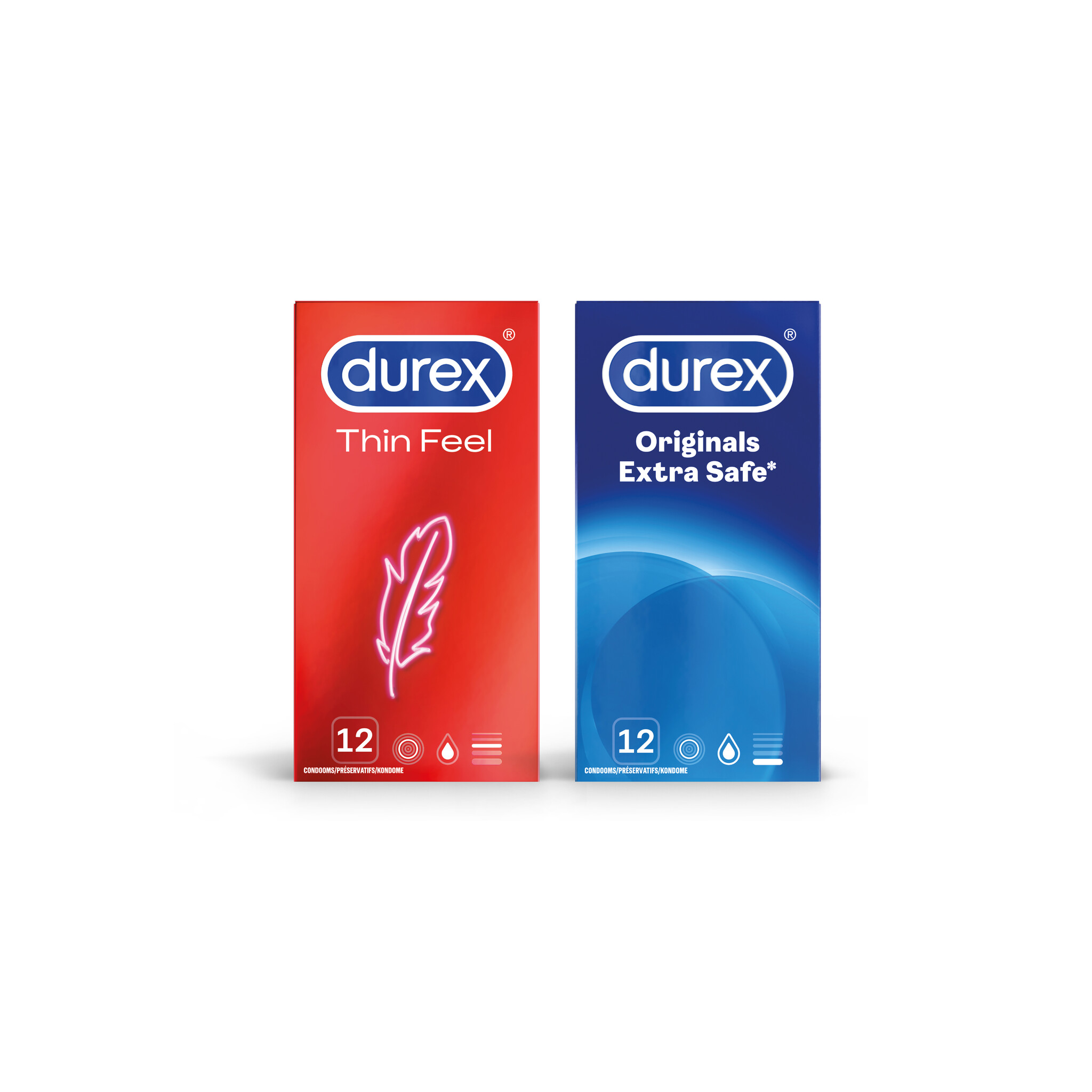 Durex - 24 stuks Condooms - Thin Feel 1x12 stuks - Extra Safe 1x12 stuks - Voordeelverpakking